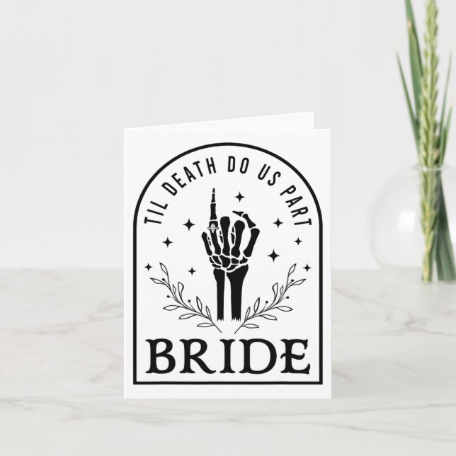 Bride Groom Skeleton Gothic Halloween Engagement W Card (Front)