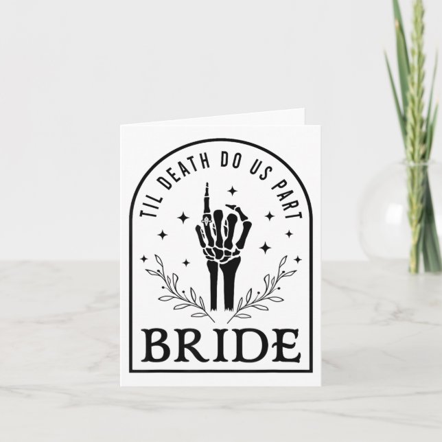 Bride Groom Skeleton Gothic Halloween Engagement W Card (Front)