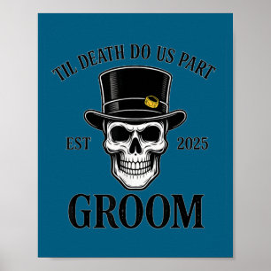 Bride groom skeleton gothic halloween wedding poster
