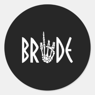 Bride Groom Skeleton Gothic Wedding Engagement Hal Classic Round Sticker