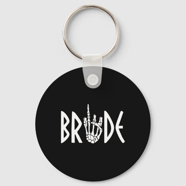 Bride Groom Skeleton Gothic Wedding Engagement Hal Key Ring (Front)