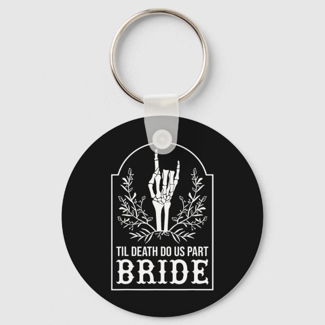 Bride Groom Skeleton Hand Couples Matching Wedding Key Ring (Front)