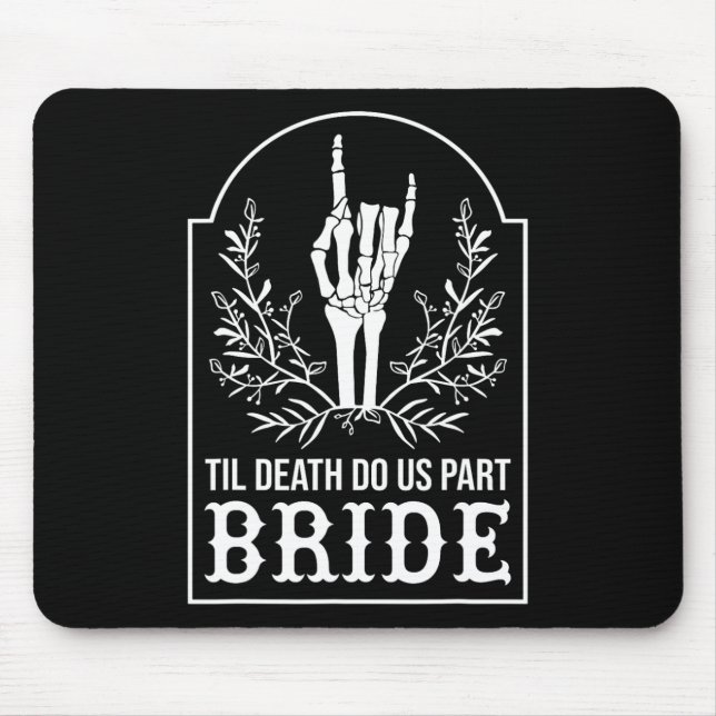 Bride Groom Skeleton Hand Couples Matching Wedding Mouse Pad (Front)