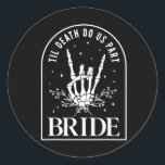 Bride Groom Skeleton Rock Hand Couples Wedding Hal Classic Round Sticker<br><div class="desc">Bride Groom Skeleton Rock Hand Couples Wedding Halloween</div>