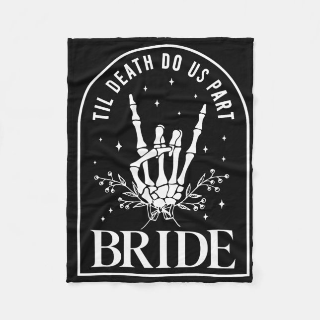 Bride Groom Skeleton Rock Hand Couples Wedding Hal Fleece Blanket (Front)