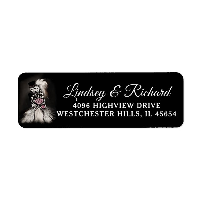 Bride Groom Skeletons Small Wedding Address Label (Front)