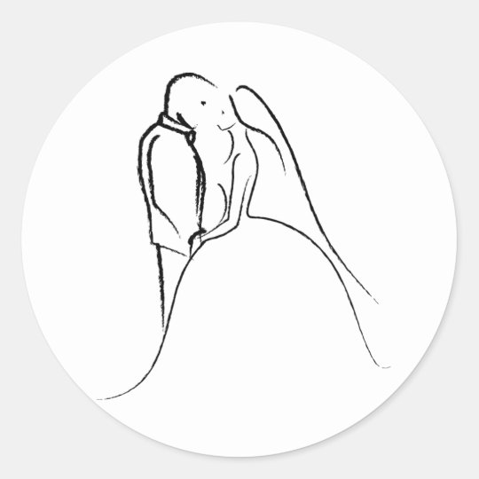 Bride Groom Sketch Classic Round Sticker Zazzle Co Nz