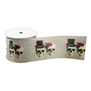 Bride & Groom Skulls Wedding Gift Ribbon Satin Ribbon