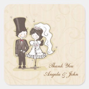 Bride Groom Stick Couple Label
