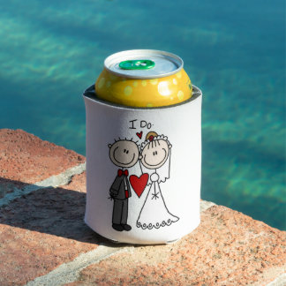 Bride & Groom Stick Figures Wedding I Do Can Cooler