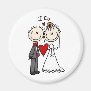 Bride & Groom Stick Figures Wedding I Do Magnet