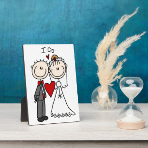 Bride & Groom Stick Figures Wedding I Do   Plaque