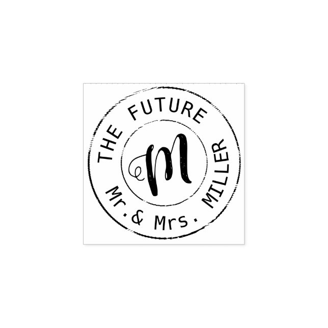 bride groom surname circle Monogram Rubber Stamp (Imprint)