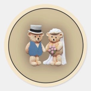 Bride & Groom Teddy Bears Classic Round Sticker