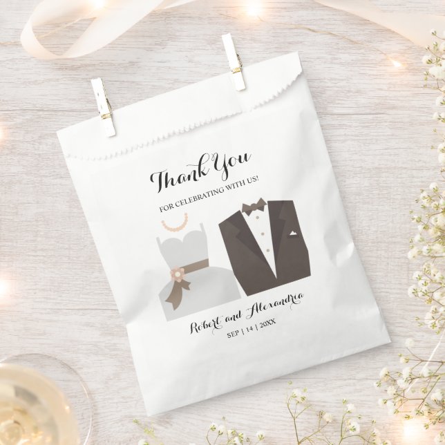 Bride & Groom Thank You for Coming Wedding Favour Bags (Clipped)