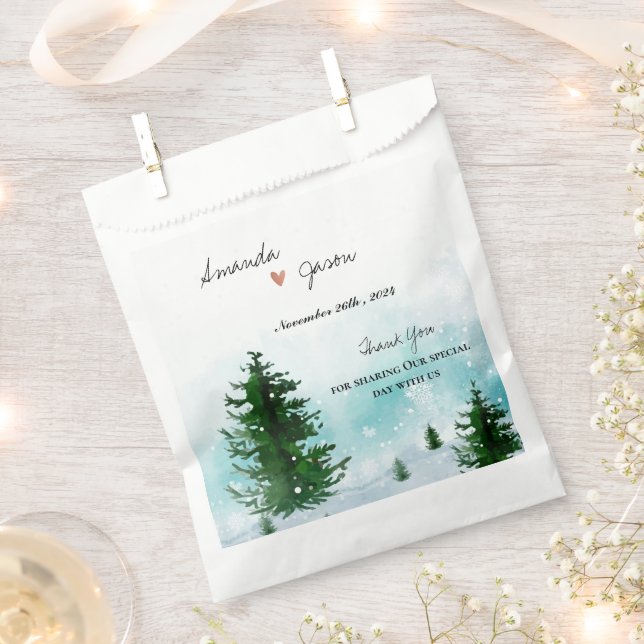 Bride Groom Thank You Winter Morning Wedding Party Favour Bags (Clipped)