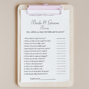  Bride & groom trivia bridal shower game Card