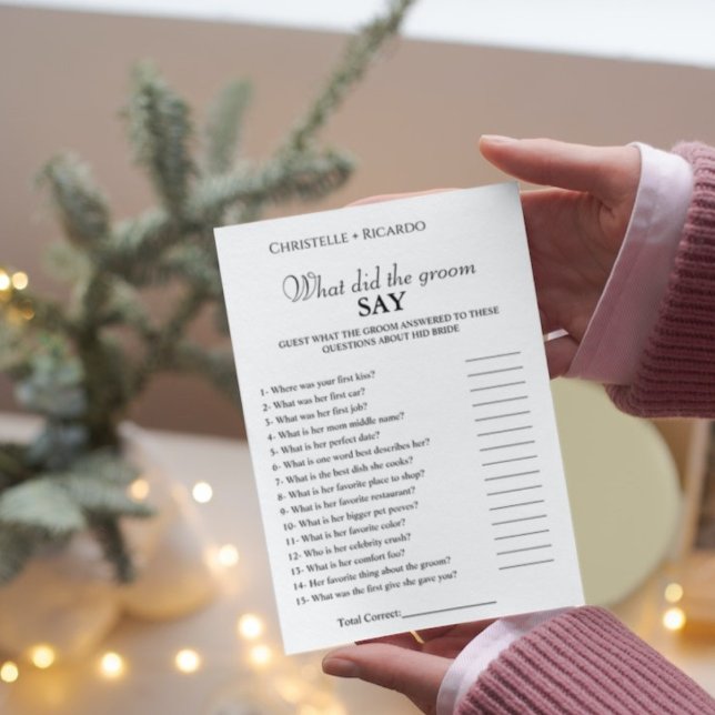 Bride & groom trivia bridal shower game Card (Creator Uploaded)