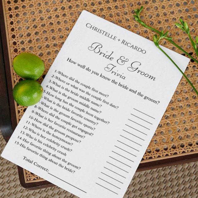 Bride & groom trivia bridal shower game Card (Creator Uploaded)