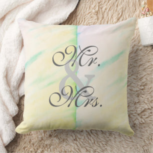 Bride Groom Tropical Watercolor Reversible Pillow