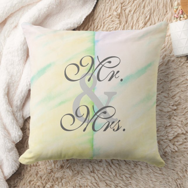 Bride Groom Tropical Watercolor Reversible Pillow (Blanket)