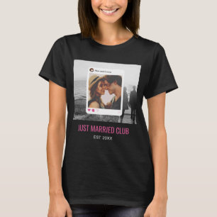 Bride Groom Vintage Photo Social Media Post T-Shirt