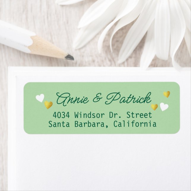 Bride Groom Wedding Addressing pale green (Insitu)