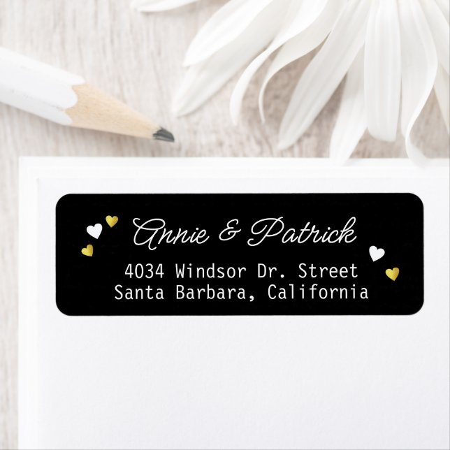 Bride Groom Wedding Adressing Love Hearts Black (Insitu)