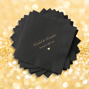 Bride Groom Wedding Date Monogram Party Cocktail Foil Napkins