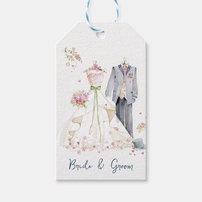 Bride & Groom Wedding Dress  Gift Tags (Front)