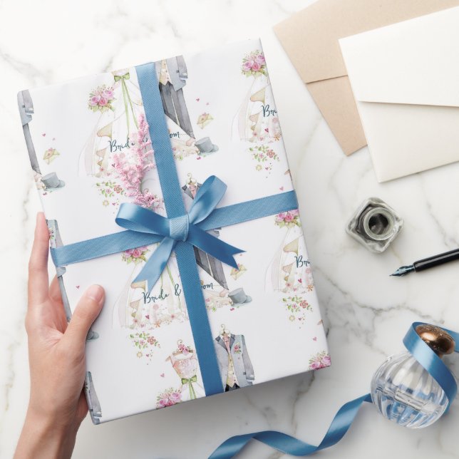 Bride & Groom Wedding Dress  Wrapping Paper (Gifting)