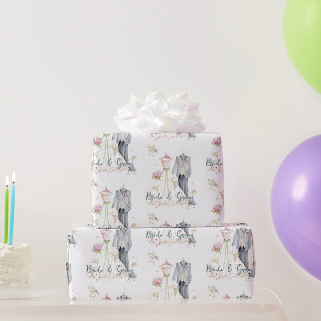 Bride & Groom Wedding Dress  Wrapping Paper (Party Gifts)