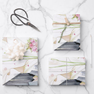 Bride & Groom Wedding Dress Wrapping Paper Sheet
