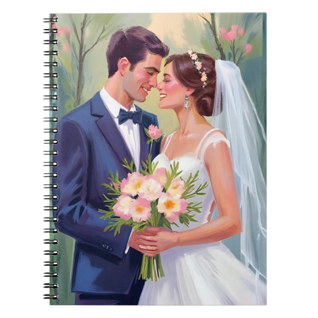 Bride & Groom | Wedding Newlyweds Watercolor Notebook (Front)