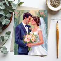 Bride & Groom | Wedding Newlyweds Watercolor
