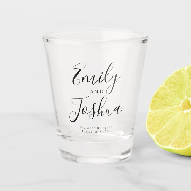 Bride & Groom Wedding Party Shot glass (Front)