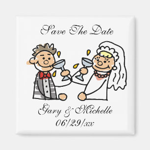 Bride Groom Wedding Reception Toast Save The Dates Magnet