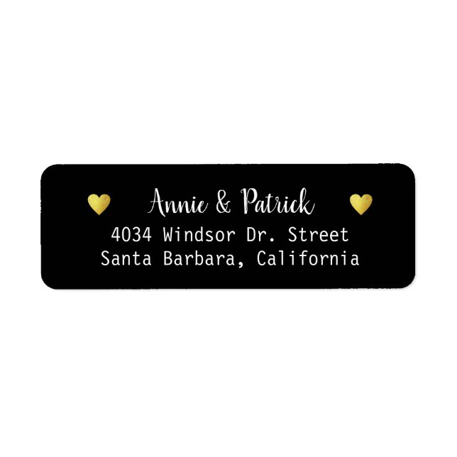 bride & groom wedding return address black (Front)