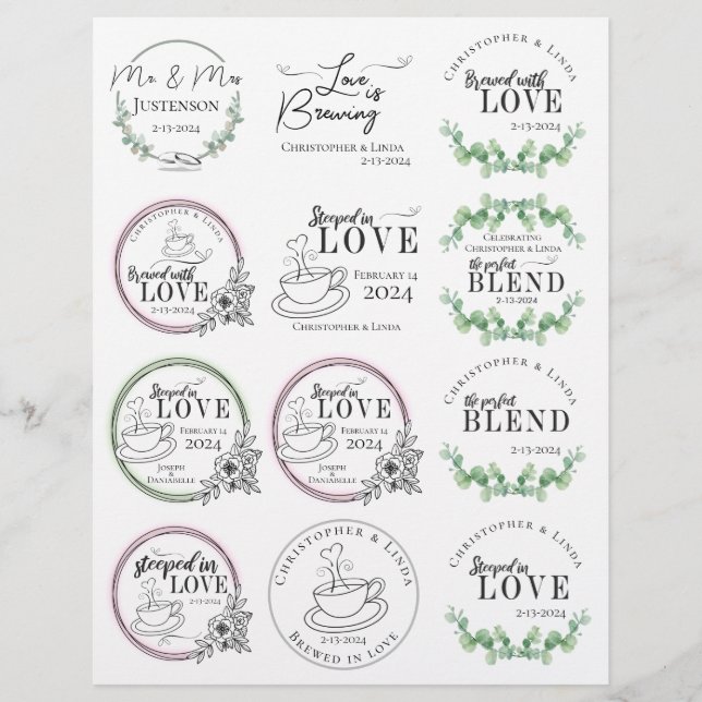 Bride Groom Wedding Tea Bag Favours (Front)