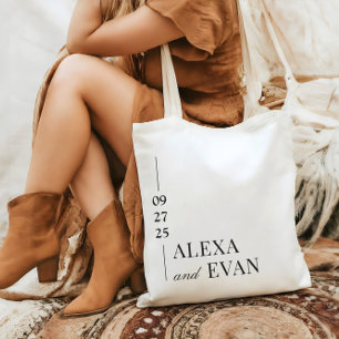 Bride + Groom Wedding Welcome Giveaway  Tote Bag
