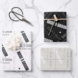 Bride & Groom Wedding Wrapping Paper Sheet