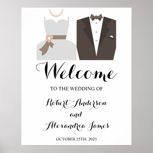 Bride & Groom Welcome Wedding Sign (Front)