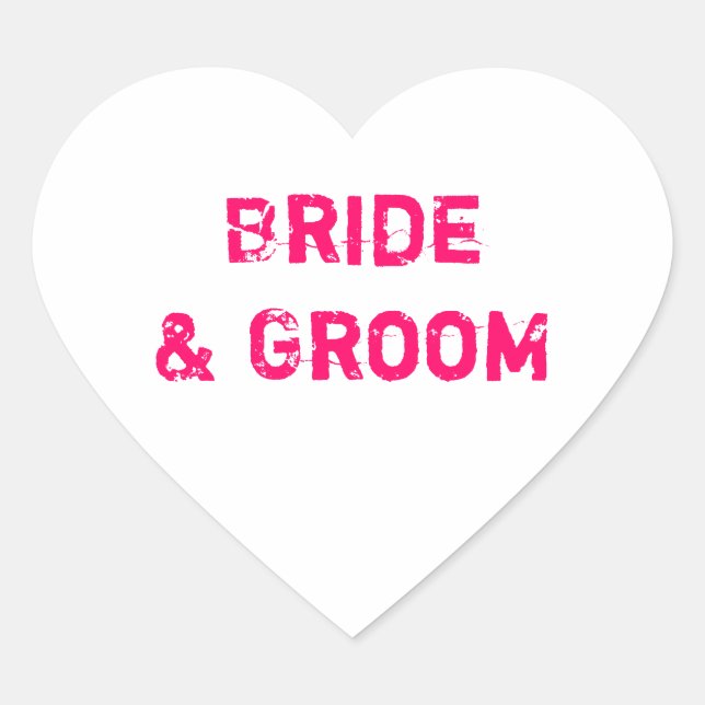 Bride & Groom White Conversation Heart Sticker (Front)