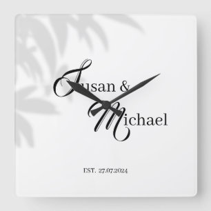 Bride & Groom's Black & White Theme Clock