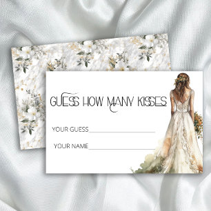 Bride guess how many kisses bridal game stationery