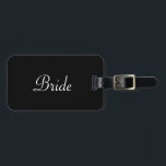 Bride half of Bride and Groom luggage tag for her<br><div class="desc">bride, groom, "bride and groom", "mr and mrs", "his and hers", "his and her", "mr. and mrs", "mr & mrs", "his & hers", "his & her", couples, couple, "luggage tag", luggage, tag, tags, suitcase, bag, set, pair, bride, groom, his, her, hers, mr., mrs, mister, miss, misses, missus, garamond, bold, "black...</div>