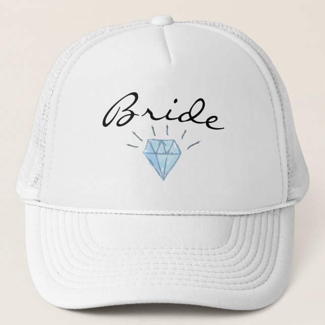 Bride Hat - brim and diamond art (Front)