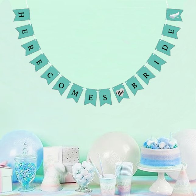 BRIDE Here Comes The Bride Bridal Shower Party Bunting (Creator Uploaded)