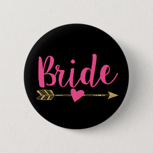 Bride Hot Pink&Black 6 Cm Round Badge