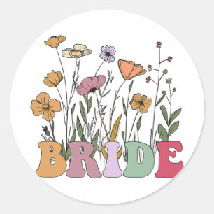 Bride I Do Crew Retro Groovy Bachelorette Party 1  Classic Round Sticker